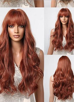 Перука жіноча руда довге волосся хвилясте науручене штучне волосся канекалон можливий обмін розгляну