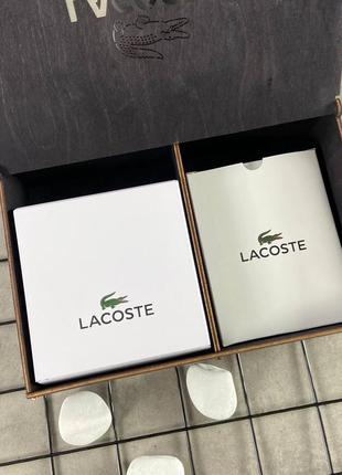 Ремень мужской кожаный lacoste и кожаный кошелек в подарочном наборе5 фото