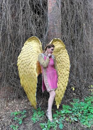 Золотые крылья ангела, золотая фея, карнавальный костюм, вечеринка, фотосессия костюм реквизит