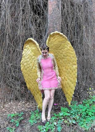 Золотые крылья ангела, золотая фея, карнавальный костюм, вечеринка, фотосессия костюм реквизит