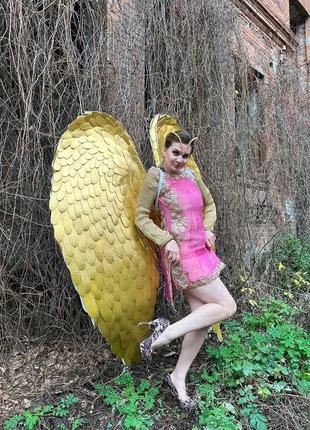 Золотые крылья ангела, золотая фея, карнавальный костюм, вечеринка, фотосессия костюм реквизит