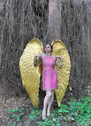 Золотые крылья ангела, золотая фея, карнавальный костюм, вечеринка, фотосессия костюм реквизит