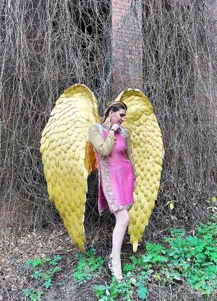 Золотые крылья ангела, золотая фея, карнавальный костюм, вечеринка, фотосессия костюм реквизит
