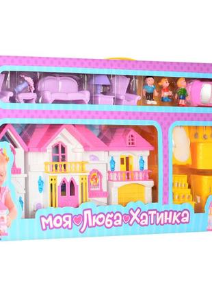 Іграшковий будиночок для ляльок wd-922 з меблями і машинкою1 фото