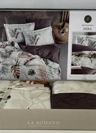 Набір постільної білизни la romano, premium satin hira iron, євро розмір.
