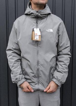 Тёплая серая двухсторонняя куртка The North Face с капюшоном серая мужская двух сторонняя куртка The North Face