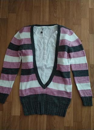 Очень оригинальный пуловер/туника с глубоким вырезом спереди турция