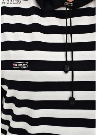Женская трикотажная туника с карманами чёрно-белая  с 50 по 64 размер3 фото