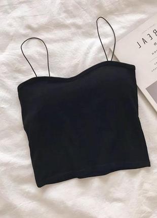 Топ в рубчик бандо на тонких бретелях вставные паролоновые вкладыши