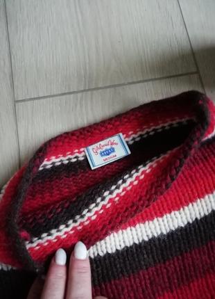 Винтажный шерстяной свитер в полоску кофта джемпер полувер5 фото