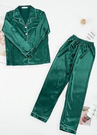 Піжама атласна комплект піжамний дрмашній штани піжамні 91004 фото