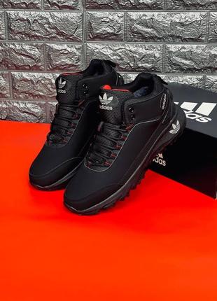 Adidas зимние черные ботинки с мехом в середине размеры 40-46