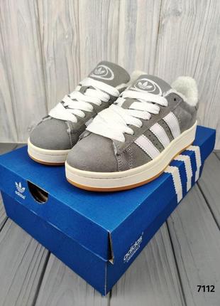 Кроссовки женские осень - зима adidas campus 00s winter gray white