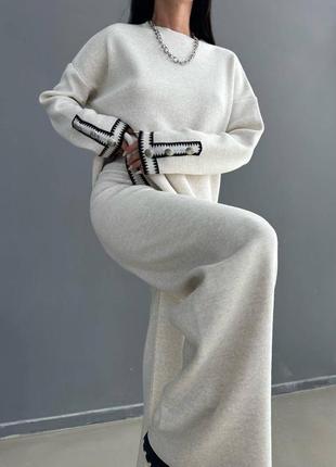 Красивый стильный модный базовый вязаный костюм оверсайз теплый костюм база6 фото