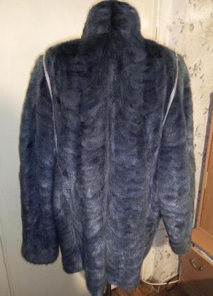 Норковая,серо-голубая шуба-куртка с пышным рукавом,большого размера,германия4 фото