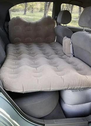 Надувний автомобільний матрац wow надувне ліжко в авто на заднє сидіння з підголівником електронасос + 2 подушки