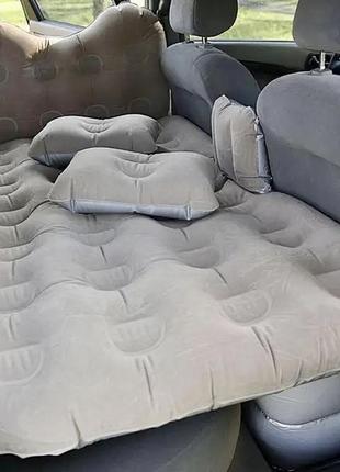 Надувний автомобільний матрац wow надувне ліжко в авто на заднє сидіння з підголівником електронасос + 2 подушки2 фото