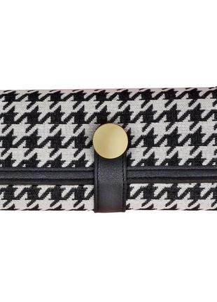 Клатч-гаманець жіночий на 3 складання, стильний, з принтом ''гусяча лапка'' (чорний)3 фото
