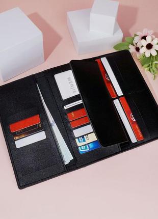 Клатч-гаманець жіночий на 3 складання, стильний, з принтом ''гусяча лапка'' (чорний)4 фото
