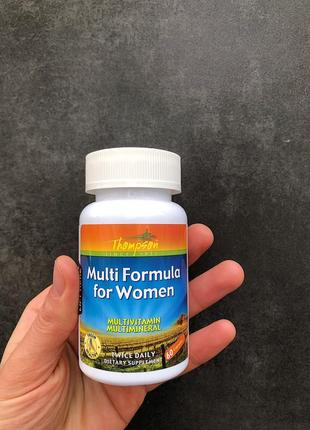 Витамины, комплекс витаминов, мультивитамины для женщин, женского здоровья, thompson, формула мультивитаминов для женщин, 60 капсул