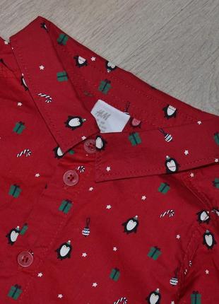 Новогодняя рубашка h&m 4-6 мес. пингвин для фотосессии стильная крутая 3-6 кофта боди бодик hm george2 фото