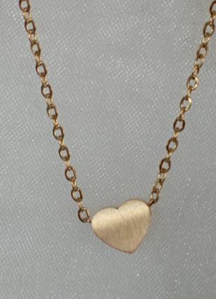 Підвіска кольє кулон ланцюжок серце нержавіюча сталь