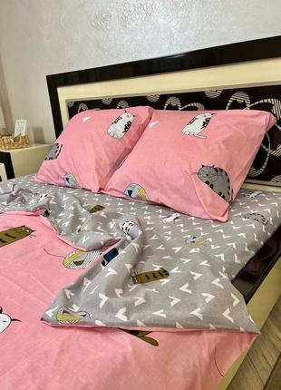 Постільна білизна/постельное бельё: 44 коти рожевий фон4 фото