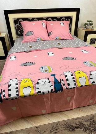 Постільна білизна/постельное бельё: 44 коти рожевий фон2 фото