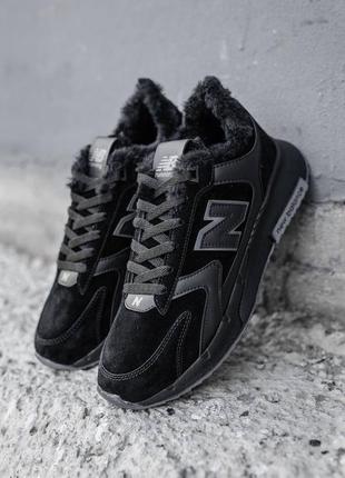 Зимняя черная кроссовка на мехе new balance черные теплые кроссовки new balance на меху