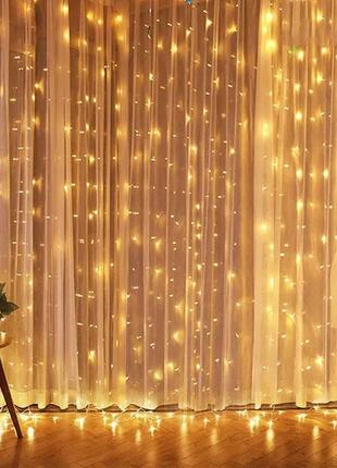 Світлодіодна гірлянда-штора 3х3м новорічна гірлянда на вікно з пультом