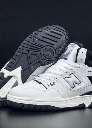 Кросівки чоловічі осінь — зима new balance 650 білі з чорним6 фото