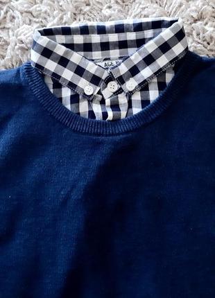 Стильный свитер с рубашкой-обманкой authentic 128-134 размера.6 фото