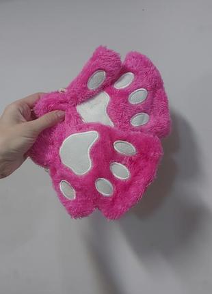Перчатки лапки рукавички розовые2 фото