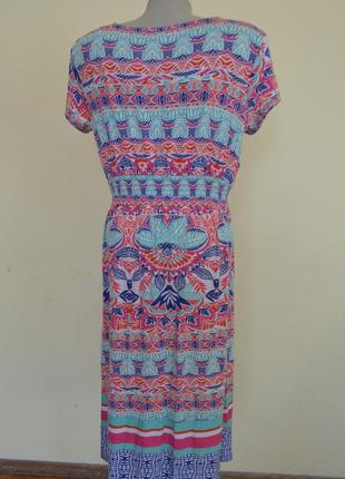 Шикарное брендовое трикотажное вискозное разноцветное платье5 фото