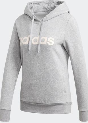 Adidas свитшот essentials linear hoodie серый свитшот для девочки 12-14р regular fit