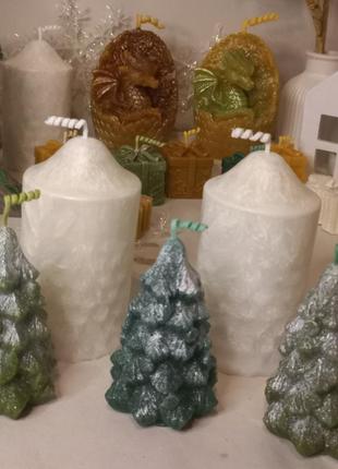 Свечи, дракон, елка, снежинка, подарок, из пчелиного воска, декор, гипс, ладони6 фото