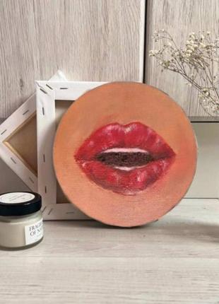 Картина, уста, губы, картина маслом, красная помада, поцелуй3 фото