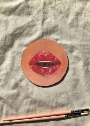 Картина, уста, губы, картина маслом, красная помада, поцелуй4 фото