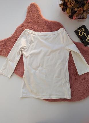 Белая футболка chicoree рукав 3/4 базовый лонгслив10 фото