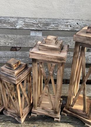 Фонарик декоративный деревянный 65 см