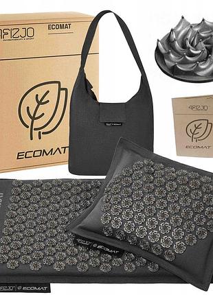 Килимок акупунктурний із подушкою 4fizjo eco mat аплікатор кузнєцова 4fj0208 black/black