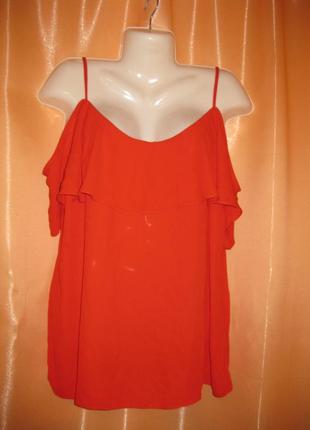 Красная нарядная легкая летняя шифоновая майка блуза с рюшами оборкой км1838 очень большой размер 204 фото