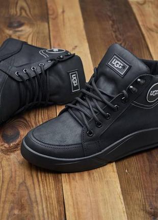 Зимові чоловічі черевики ugg натуральна матова шкіра, качественные зимние ботинки4 фото