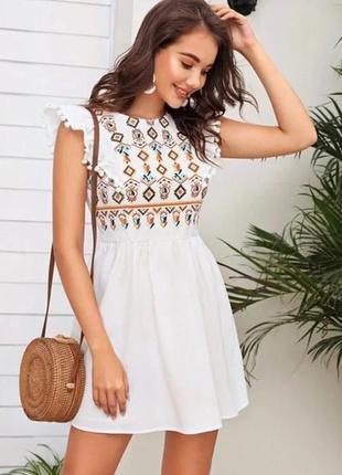 Платье с вышивкой shein zara h&m