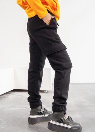 Черные брюки карго с накладными карманами2 фото