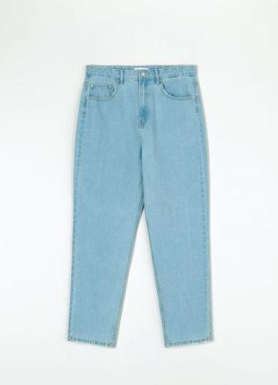 Базові блакитні джинси mom high waist бавовна класичні2 фото