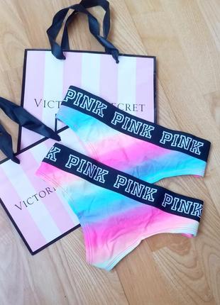 Victoria's secret vs victoria secret трусики pink с логотипом стринги бикини трусы пинк виктория сикрет1 фото