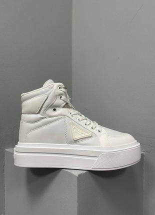 Кросівки prada re-nylon brushed sneakers high ‘white’ not lux