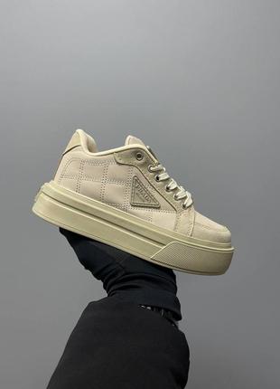 Кросівки prada macro re-nylon brushed leather sneakers ‘beige’ not lux2 фото