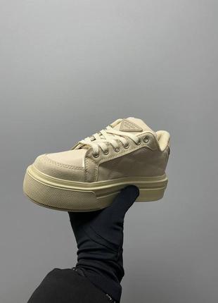 Кросівки prada macro re-nylon brushed leather sneakers ‘beige’ not lux5 фото